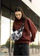 Спортивная сумка женская через плечо бананка средняя Sambag Черно-белый 38467 - изображение 2