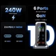 Цифровий зарядний пристрій 6-in-1 Asometech HW186 GaN 240W USB Type-C 6 портів настільна станція швидкого заряджання для iPhone Samsung Xiaomi MacBook ноутбуків PD3.1 140Вт Grey - зображення 3