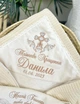 Крыжма для мальчика Family Tradition велюровая махра пике косичка с вышивкой 100х100 см айвори крем Шоколад с кремом - изображение 2
