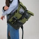 Женский рюкзак Rolltop для ноутбука, роллтоп из экокожи цвет хаки - изображение 1