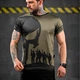 Потоотводящая мужская футболка Oblivion tactical coolmax с принтом Punisher олива размер S - изображение 2
