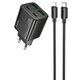 СЗУ Hoco N55 Fundador PD20W+QC3.0 (2USB-A/2C) + кабель Type-C to Lightning Black - изображение 1