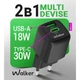 Зарядное устройство GAN 30W с кабелем Type-C быстрая зарядка для планшета телефона айфона сетевой мощный блок питания 2в1 для IPhone IPad Apple адаптер питания PD QC 3.0 зарядник юсб тайпси WALKER зарядки для телефонов фитнес браслетов черный - изображение 5