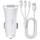 Автомобильное зарядное устройство Remax RCC-217 2.4A 2*USB + 3-in-1 кабель (Lightning/microUSB/Type-C) white - изображение 1