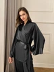 Комплект пижамный домашний женский атласный Kimono черный размер L - изображение 2