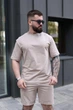 Мужской летний комплект Intruder Breeze/Бриз повседневный базовый oversize футболка и шорты из хлопка бежевый/3XL - изображение 3