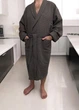 Вафельный халат Объятия Big size шаль 3xl серый - изображение 1