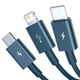USB кабель 3в1 Combo Micro USB/Lightning/Type-C BASEUS Superior Series Fast Charging (1.5m,3.5A) Blue - изображение 3
