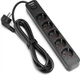 Сетевой удлинитель VIDEX ONCORD с/с 5п 3м (3x1.5мм) с кнопкой Black (VF-PD53G-B) - изображение 1