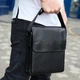 Сумка мессенджер кожаная барсетка для мужчин черная Tiding Bag 35775 - изображение 2