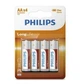 Батарейка вугільно-цинкова Philips LongLife AA універсальна, напруга 1.5В в упаковці 4шт. (R6L4B/10) - зображення 1