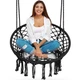 Гамак круглый качели подвесные (Macrame) из хлопка и диаметром сиденья 80/60 см Черный - изображение 4