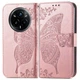 Чохол-книжка з малюнком UniCase Butterfly Pattern для Realme 14 Pro Plus - Rose Gold - зображення 2