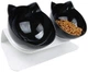 Миска для кота двойная с нескользящей наклонной подставкой из ABS пластика Feeding Bowl черная (FВ-26438) - изображение 2
