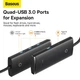 USB хаб расширитель с входом Type-C HUB адаптер Baseus Lite Series 4-in-1 (Type-C to USB 3.0*4, 0.25m). Black - изображение 3