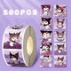Наклейки Kuromi в рулоне 500 шт Sanrio аниме для ноутбука дневника блокнота водонепроницаемые Kawaii Каваные игрушки - изображение 1