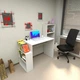 Компьютерный стол с полками из ДСП Morelli ST-0025 Ш 145/В 119/Г 51см белый - изображение 1