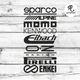 Наклейка на авто Oracal Набор автомобильных брендов Sparco Alpine Momo Kenwood Eibach OZ Pirelli Enkei Черная 30х15см (NA123-b3) - изображение 1