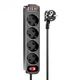 Сетевой удлинитель HOCO NS1 Aura 4-bit extension cable socket fast charge 2USB, 1Type-C, 4Sockets, 4000W, 20W, 3A, PD, QC, 1.8m, black - изображение 1