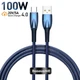 Кабель Type-C на USB с подсветкой Baseus Glimmer Series Fast Charging (1m, 100W, 6A, 480Mbps) Blue - зображення 1