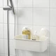 Полка для ванной прямая IKEA TISKEN пластиковая белая с вакуумными присосками, стеллаж в ванную ИКЕА ТІСКЕН - изображение 4