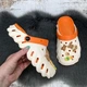 Крокси жіночі Luck Line білі з помаранчевим з джибітсами 36р (23 см) 4939-2 - зображення 4