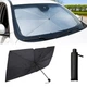 Солнцезащитный автомобильный зонт для лобового стекла Windshield Sun Shade Umbrella Small 120x65 см с чехлом Black - изображение 1