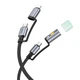 Кабель Hoco All-in-one charging data cable c / iP to C / LED light U138 |1.2m, PD27/60W| черный - изображение 3