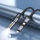 Кабель Hoco All-in-one charging data cable c / iP to C / LED light U138 |1.2m, PD27/60W| черный - изображение 4