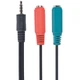 Аудіо-кабель Cablexpert (CCA-417) 3.5мм 4-pin plug - 3.5мм stereo + mono microphone sockets 0,2 м, стерео, Black - зображення 2