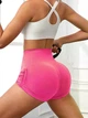 Женские короткие шорты в рубчик с высокой талией рашингом и Push-Up эффектом S розовые (70164) - изображение 4