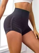 Женские короткие шорты в рубчик с высокой талией рашингом и Push-Up эффектом S серые (70163) - изображение 2