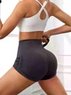 Женские короткие шорты в рубчик с высокой талией рашингом и Push-Up эффектом S серые (70163) - изображение 3