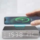 Зеркальные настольные часы с беспроводной зарядкой на 5W и будильником термометром Серые GS-7876 - изображение 1