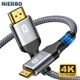 Двоспрямований плетений кабель шнур Nierbo Mini HDMI to HDMI 2.0 2 м сірий - изображение 1