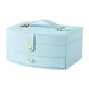 Шкатулка Casegrace SP-01245 Blue для украшений и ювелирных изделий двохуровневая с зеркалом и ручкой - изображение 2