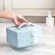 Шкатулка Casegrace SP-01245 Blue для украшений и ювелирных изделий двохуровневая с зеркалом и ручкой - изображение 4