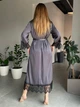 Халат женский длинный шелковый с кружевом Графит Maybel S 524/1 (3738_1) - изображение 5