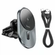 Держатель для телефона автодержатель с беспроводной зарядкой HOCO CA91 Magic magnetic wireless fast charging car holder Grey (6931474753465) - изображение 4