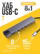 USB Type-C хаб, концентратор с быстрой зарядкой, Ethernet та HDMI (8 в 1) - изображение 2