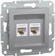Розетка комп'ютерна RJ45 UTP кат. 5Е подвійна Schneider Electric Asfora Алюміній EPH4400161 - изображение 1