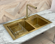 Gold Stainless Steel SP8045G - Подвійна кухонна мийка з нержавіючої сталі Platinum Handmade - зображення 1