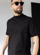 Мужской комплект из льна MonsterBrand 5XL (60) Черный, рубашка и шорты - изображение 4