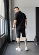 Мужской комплект из льна MonsterBrand 5XL (60) Черный, рубашка и шорты - изображение 6