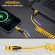 Кабель пружинный 4-в-1 PD 65W Type-C – Type-C + переходники Lightning / USB Быстрая зарядка и передача данных для ноутбуков / планшетов / смартфонов 1,5m Yellow - изображение 7