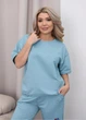 Костюм жіночий літній оверсайз з двунитки Penye (футболка + шорти) 695161 Бирюзовый 58-60 - изображение 2