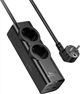 Мережевий подовжувач Hoco NS10 Wisdom 2-position (PD67W/3C1A) desktop socket (EU/GER) Black (6942007638500) - зображення 1