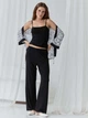 Пижама (накидка + штаны) женская из вискозы BARWA garments 0345/344 L Черная с белым (2113453443015) - изображение 5
