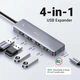 USB-хаб Ugreen CM219 4-in-1 USB Type-A to 4xUSB 3.0 HUB 1.5m Black (90879) - изображение 2
