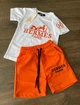 Детский костюм Hermes на мальчика (футболка+шорты) 104-110 см белый с оранжевым - изображение 3